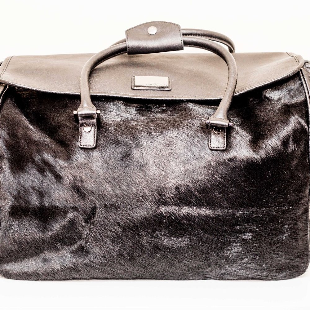 Vince Camuto Calf Hair Black Leather Weekend/Travel Bag